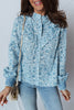 Sky Blue All Over Floral Puff Sleeve Shirt