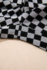 White Checkerboard Drawstring Waist Casual Pants