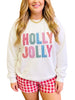 White HOLLY JOLLY Gingham Letter Graphic Plus Size Christmas Sweatshirt