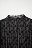 Black Sheer Floral Lace Long Sleeve Slim Fit Top