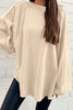 Orchid Petal Solid Color Raw Seam Patchwork Baggy Sweatshirt