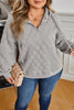 Gray Quilted Quarter Zip Plus Size Hoodie