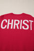 Fiery Red HO HO HO MERRY CHRISTMAS Drop Shoulder Loose Sweater