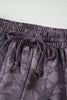 Brown Abstract Woodland Camo Print Baggy Pullover Drawstring Shorts Set