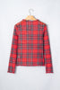 Red Plaid Round Neck Long Sleeve Pullover Top