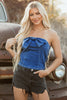 Sail Blue Vintage Bow Front Smocked Back Denim Tube Top