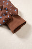 Brown Polka Dot Drawstring Wide Leg Long Sleeve Top Pant Set