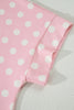 Pink Polka Dot Print Mock Neck Short Sleeve Top Shift Pant Set