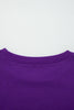 Tillandsia Purple Varsity Stripe Detail Drop Shoulder Pullover Mini Skirt Set