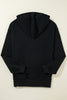 Black Fleece Lined Kangaroo Pocket Drawstring Chunky Hoodie