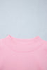 Pink Plaid Sleeve Colorblock Loose Tunic Sweatshirt
