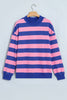 Brown Stripe Colorblock Mock Neck Relaxed Sweatshirt