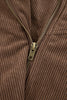 Dark Khaki Button Zip Up Lapel Collar Corduroy Jacket