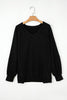Delicacy Exposed Seam Textured Knit V Neck Pullover Top