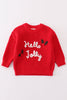 Maroon hello jolly hand-embroidery jumper sweater