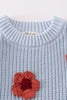 Blue floral hand-embroidery jumper sweater