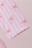Premium blush bow stripe print ruffle bamboo dress