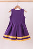 Premium Purple LSU Go Team embroidery ruffle dress