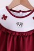 Premium Maroon Georgia bulldog bow embroidery ruffle pants set