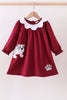 Premium Maroon Georgia bulldog applique dress