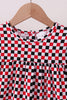 Checkered Georgia dog applique ruffle dress