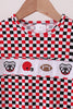 Checkered Georgia dog embroidery top