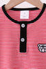 Premium Red Georgia bulldog embroidery stripe top