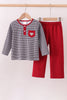 Premium Maroon Alabama elephant embroidery gingham pants set