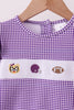 Premium Purple LSU tiger football embroideyr gingham ruffle pants set