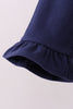Premium Navy Auburn embroidery ruffle top