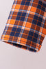Premium Navy Auburn embroidery plaid top