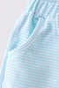 Premium Mint&white stripe bow shorts