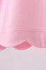 Pink flutter sleeve scalloped top
