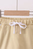 Khaki scallop hem bow skort