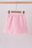Pink scallop hem bow skort