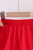 Pink baseball bow stripe ruffle shorts set