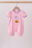 Pink ghost pumpkin embroidery romper