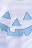 Blue stripe Smirk face applique top