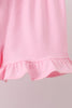 Pink ghost pumpkin embroidery ruffle shorts set
