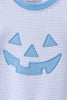 Blue stripe Smirk face applique romper