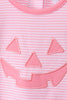 Pink stripe Smirk face applique romper