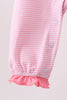 Pink stripe Smirk face applique romper