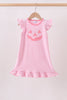 Pink stripe Smirk face applique dress