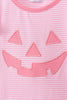 Pink stripe Smirk face applique dress