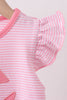 Pink stripe Smirk face applique dress