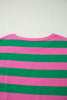 Rose Stripe Dolman Tee Drawstring Skort Athletic 2pcs Set