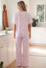 Pink Leopard Two Piece Top and Pants Set