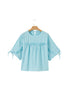 Yellow Cream Tie Half Sleeve Pleated Detail Babydoll Blouse