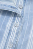 Sky Blue Stripe Boyfriend Chest Pocket Classic Denim Shacket