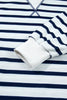 Blue Stripe Striped Stand Neck Long Sleeve Ribbed Cuff Hem Sweatshirt